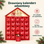 Drewniany kalendarz adwentowy – 24 szufladki do napełnienia